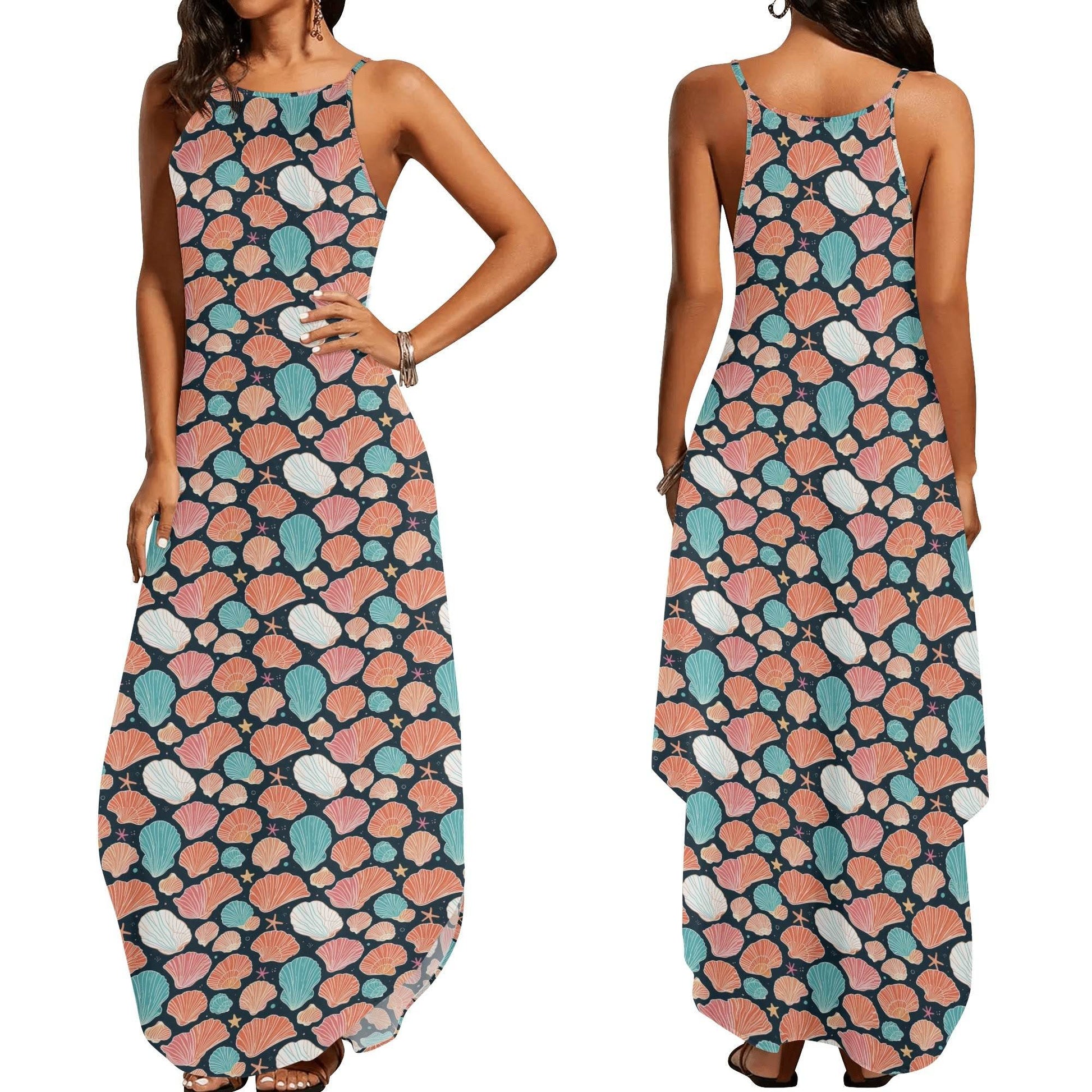 Shells and Stars Womens Elegant Sleeveless Evening Dress - DeRose Seasonal