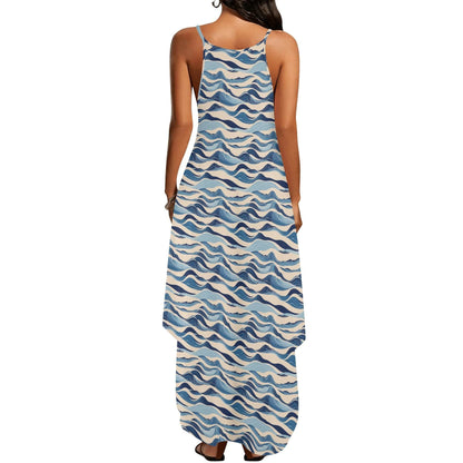 Blue Waves Womens Elegant Sleeveless Evening Dress - DeRose Seasonal
