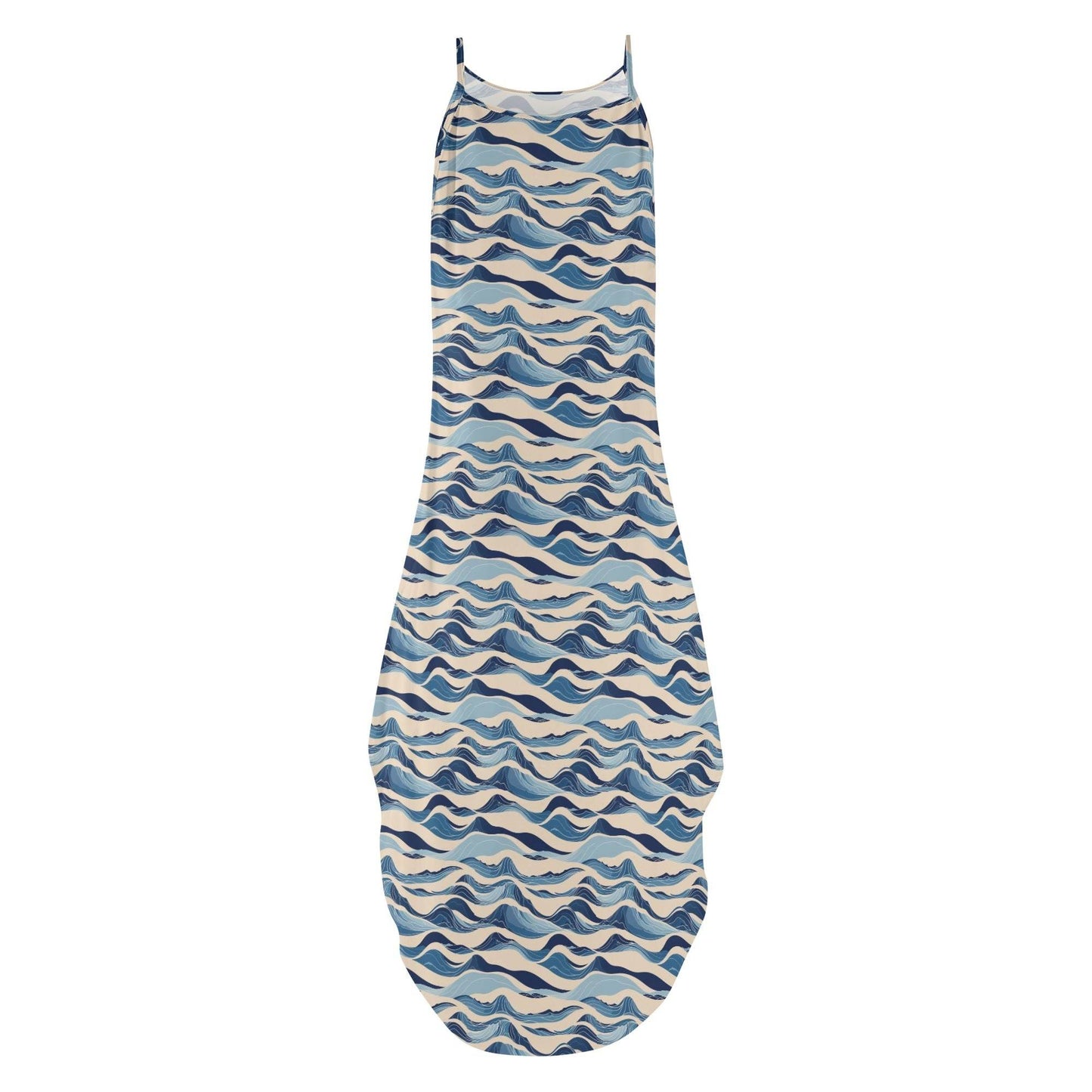 Blue Waves Womens Elegant Sleeveless Evening Dress - DeRose Seasonal