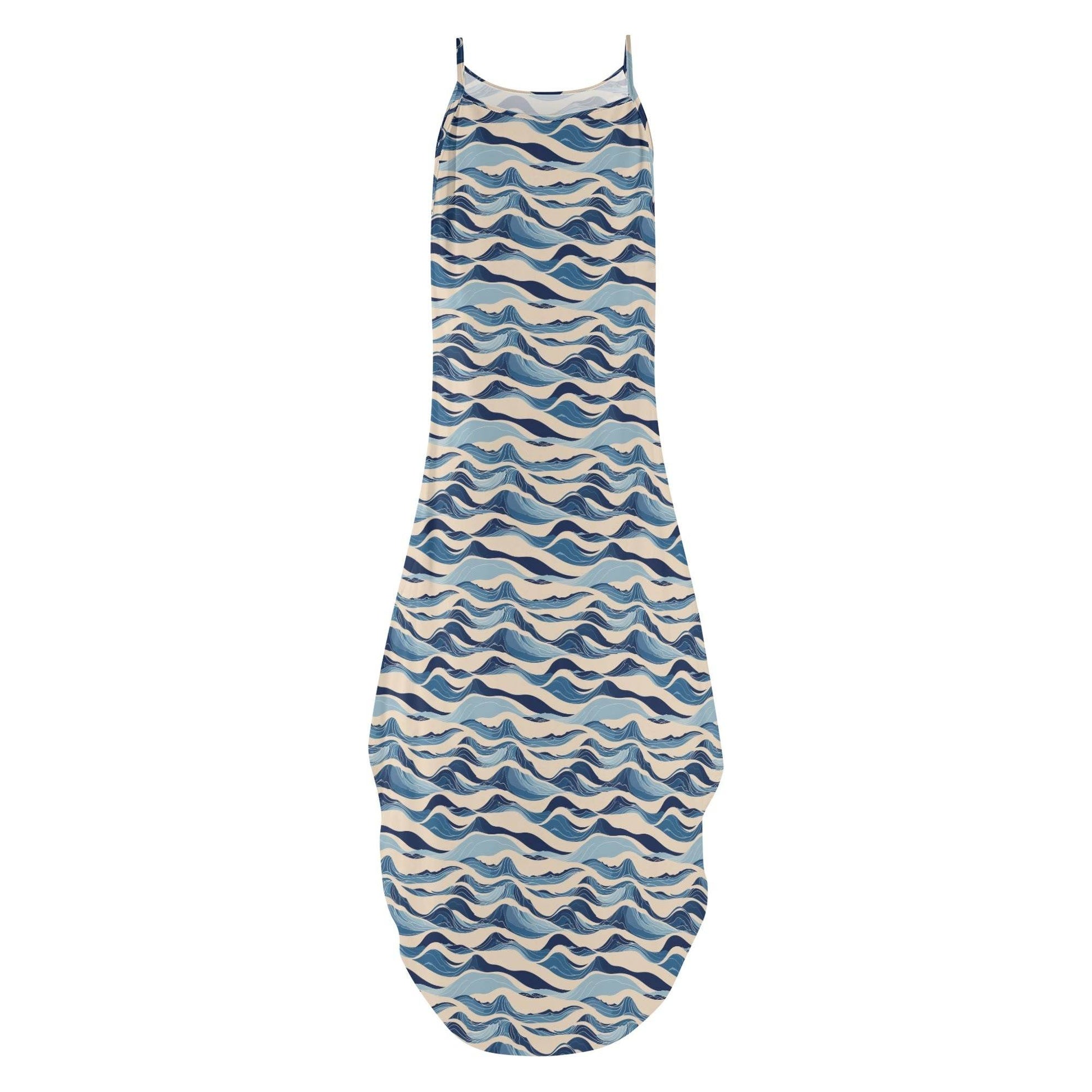 Blue Waves Womens Elegant Sleeveless Evening Dress - DeRose Seasonal