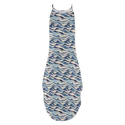 Blue Waves Womens Elegant Sleeveless Evening Dress - DeRose Seasonal