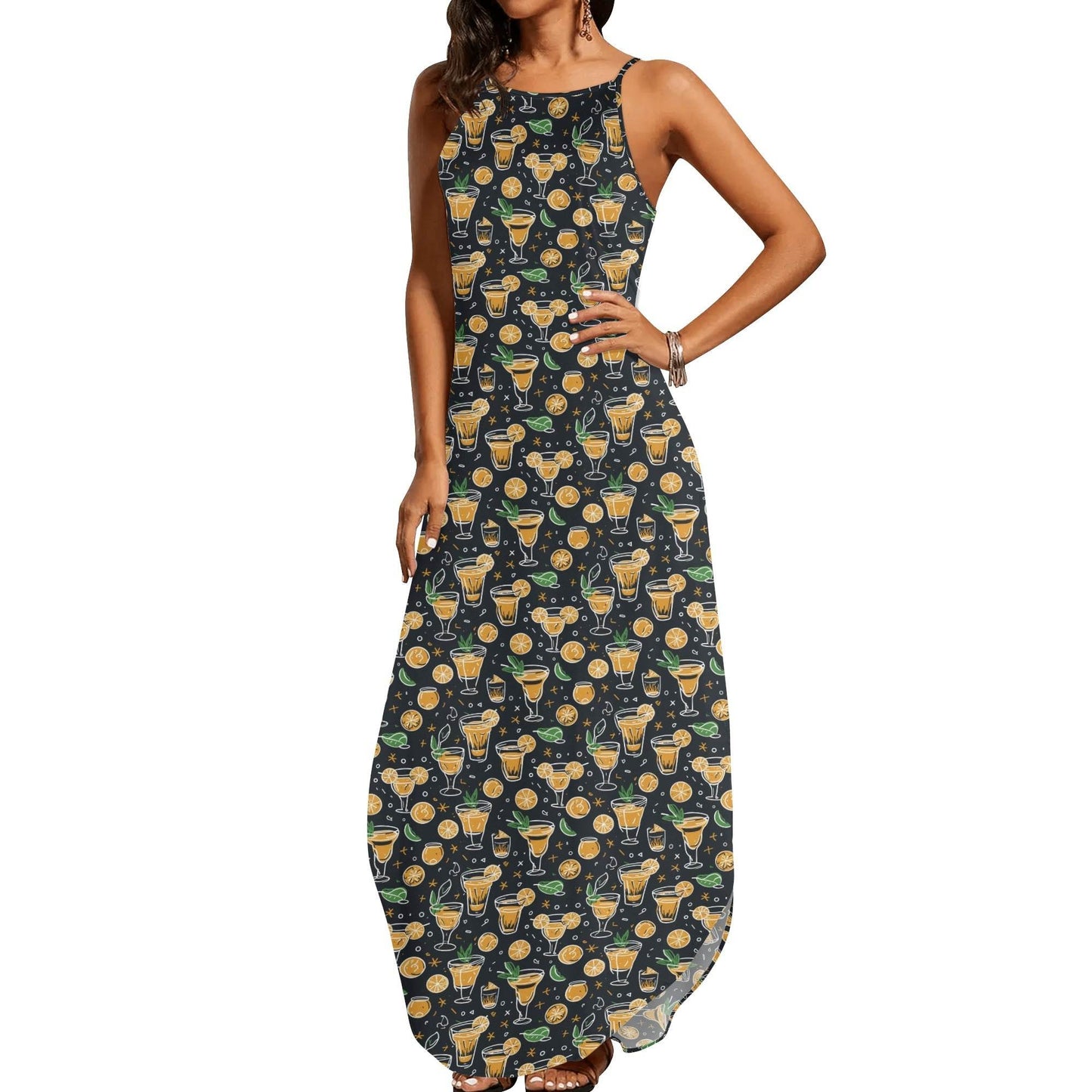 Gold Margarita Womens Elegant Sleeveless Evening Dress - DeRose Seasonal