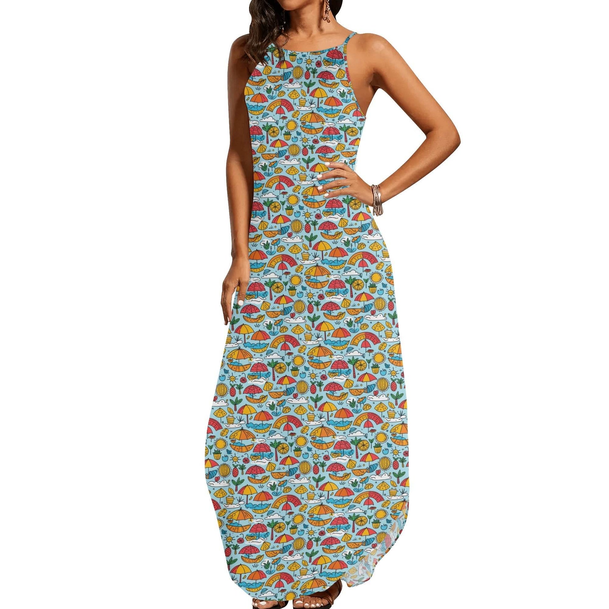 Fun of a Beach Womens Elegant Sleeveless Evening Dress - DeRose Seasonal