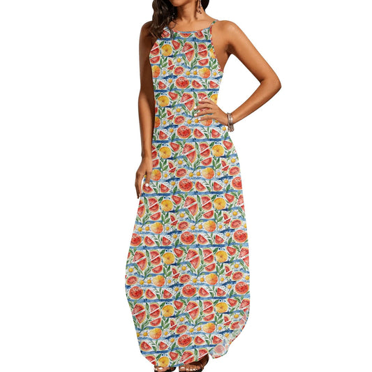 Watermelon Womens Elegant Sleeveless Evening Dress - DeRose Seasonal