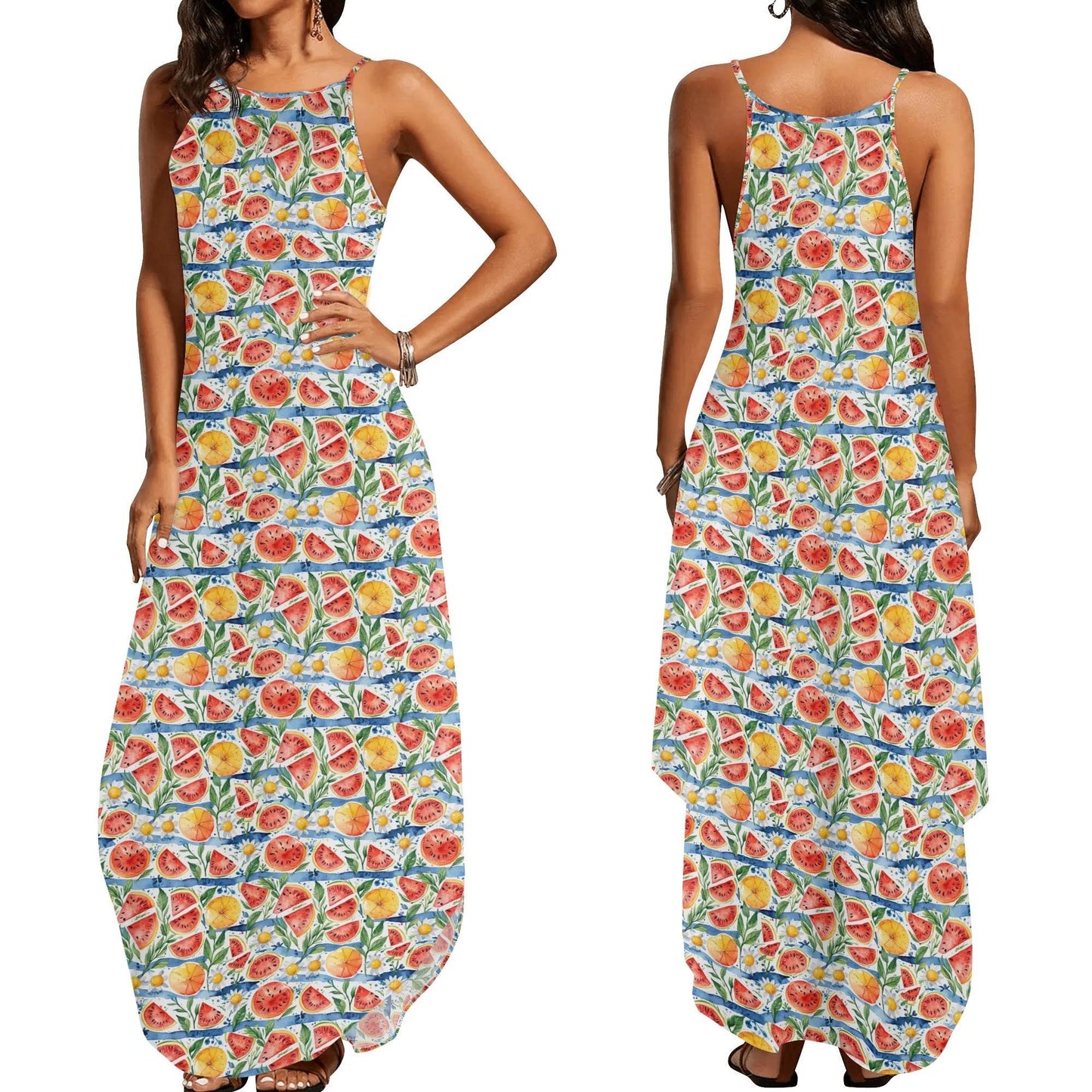 Watermelon Womens Elegant Sleeveless Evening Dress - DeRose Seasonal