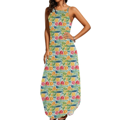 Watercolor Fruit Womens Elegant Sleeveless Evening Dress - DeRose Seasonal