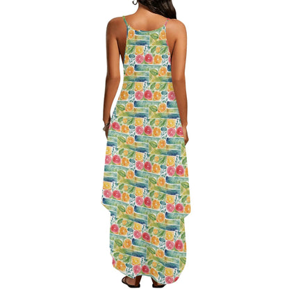 Watercolor Fruit Womens Elegant Sleeveless Evening Dress - DeRose Seasonal