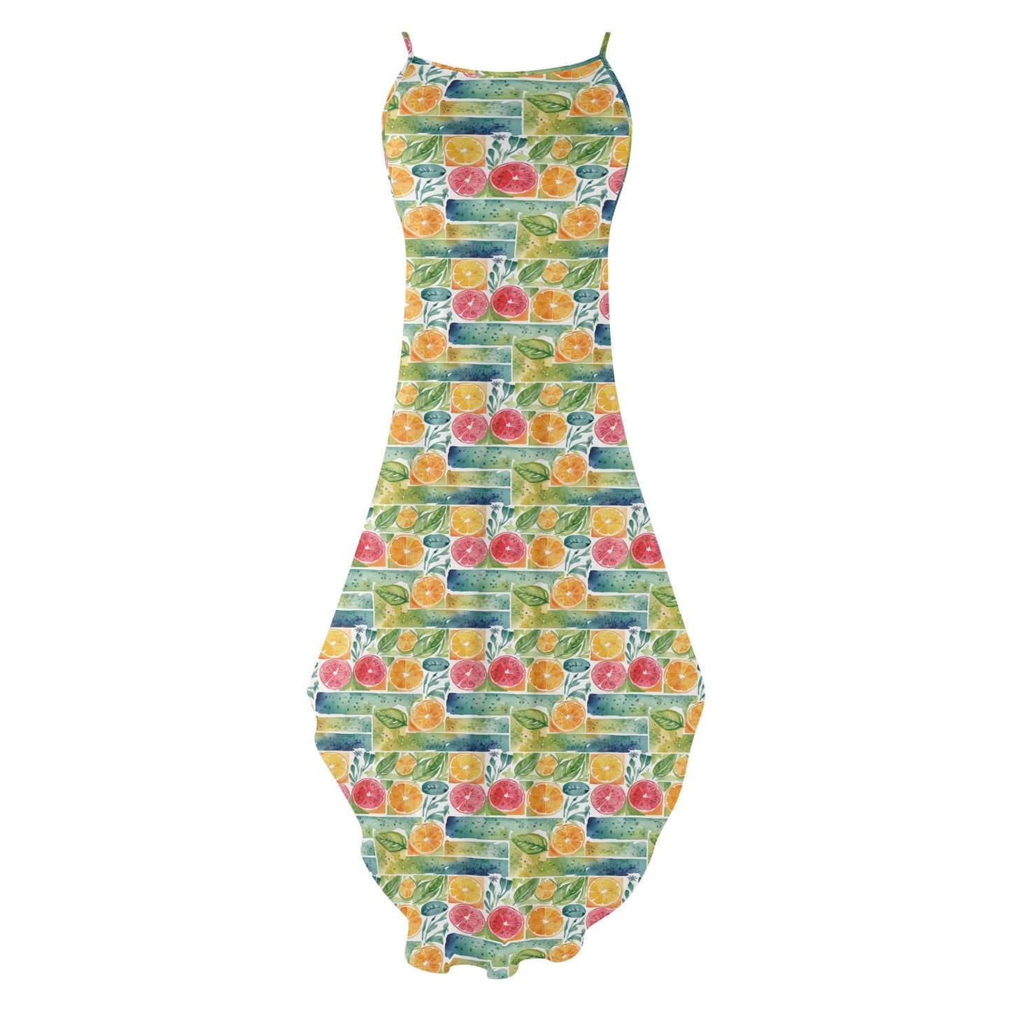 Watercolor Fruit Womens Elegant Sleeveless Evening Dress - DeRose Seasonal