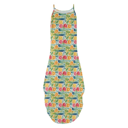 Watercolor Fruit Womens Elegant Sleeveless Evening Dress - DeRose Seasonal
