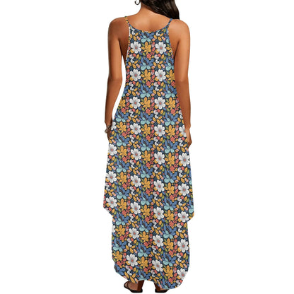 Bright Flowers Womens Elegant Sleeveless Evening Dress - DeRose Seasonal