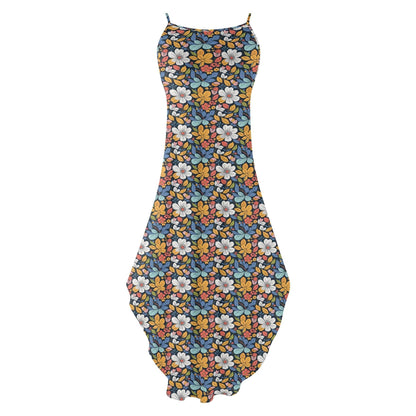 Bright Flowers Womens Elegant Sleeveless Evening Dress - DeRose Seasonal