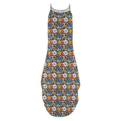 Bright Flowers Womens Elegant Sleeveless Evening Dress - DeRose Seasonal