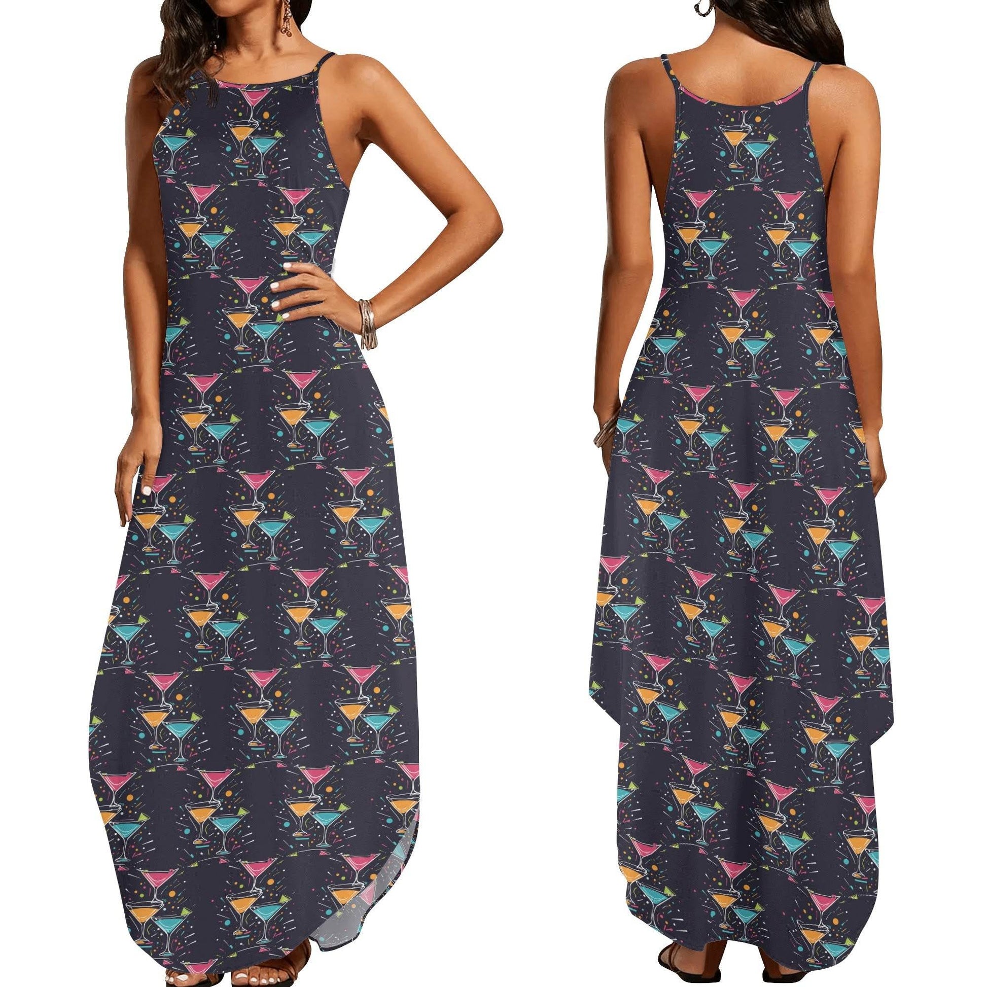 Night Time Martini Womens Elegant Sleeveless Evening Dress - DeRose Seasonal