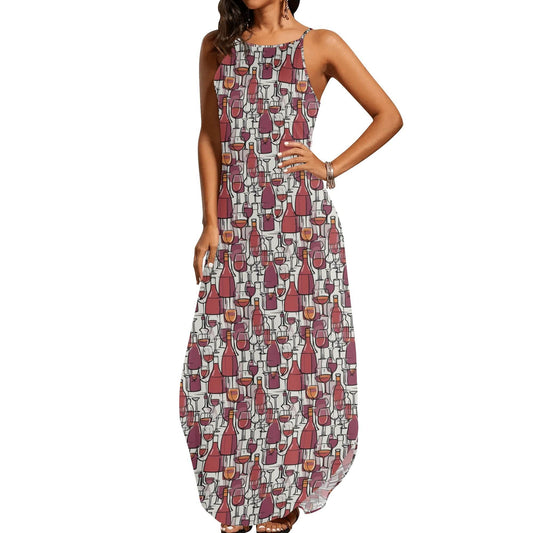 Wine with Me Womens Elegant Sleeveless Evening Dress - DeRose Seasonal