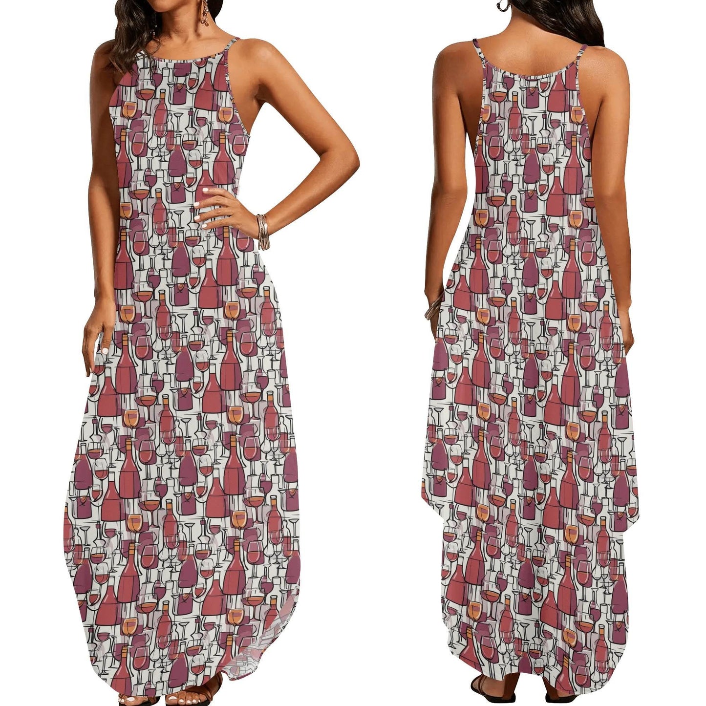Wine with Me Womens Elegant Sleeveless Evening Dress - DeRose Seasonal