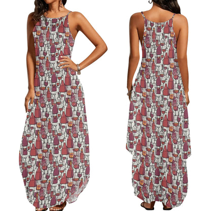 Wine with Me Womens Elegant Sleeveless Evening Dress - DeRose Seasonal