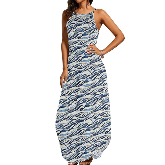 Ocean Lines Womens Elegant Sleeveless Evening Dress - DeRose Seasonal
