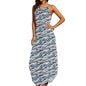 Ocean Lines Womens Elegant Sleeveless Evening Dress - DeRose Seasonal