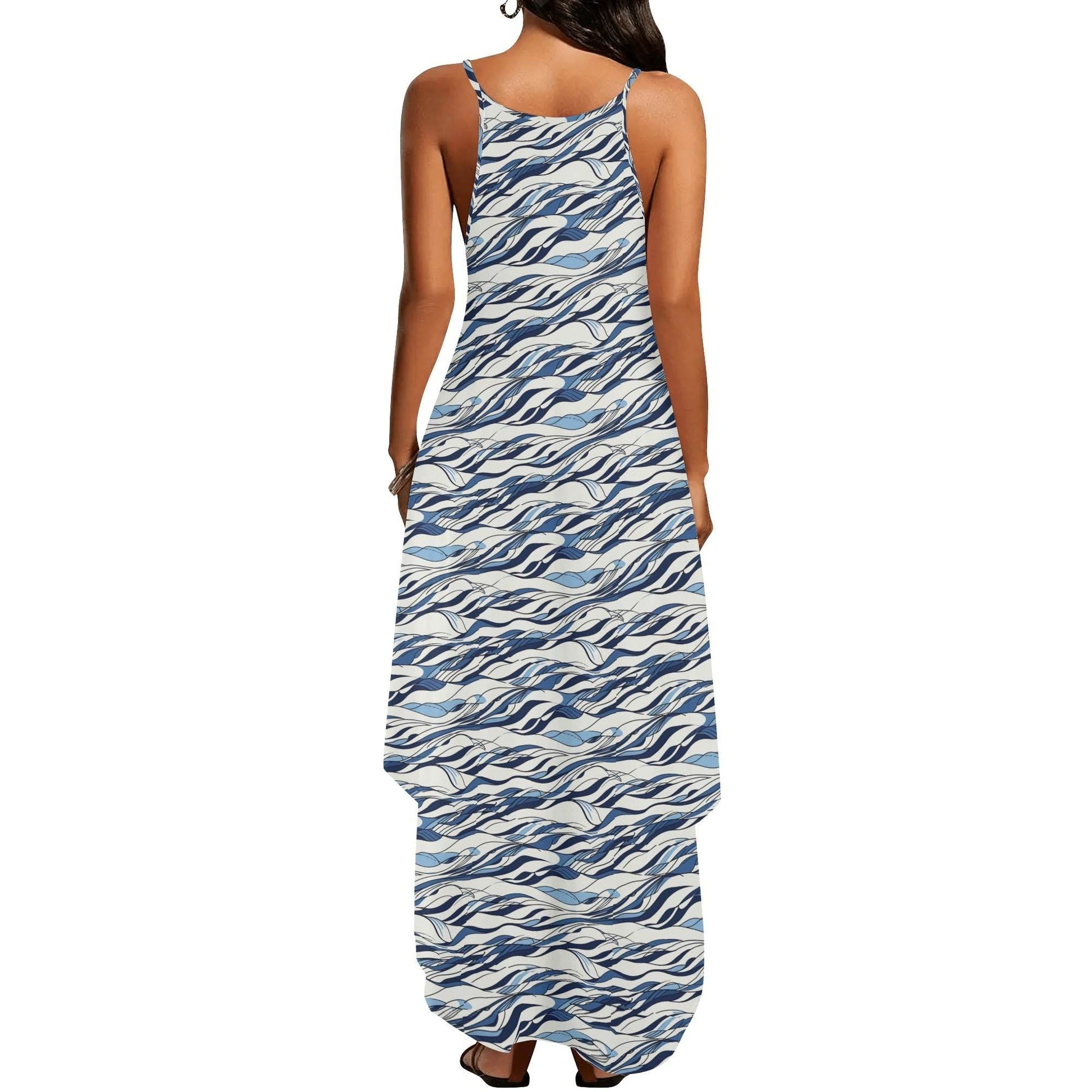 Ocean Lines Womens Elegant Sleeveless Evening Dress - DeRose Seasonal