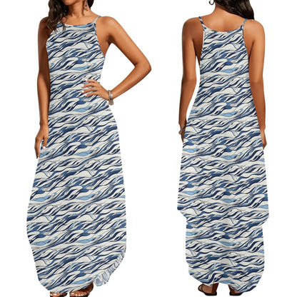 Ocean Lines Womens Elegant Sleeveless Evening Dress - DeRose Seasonal