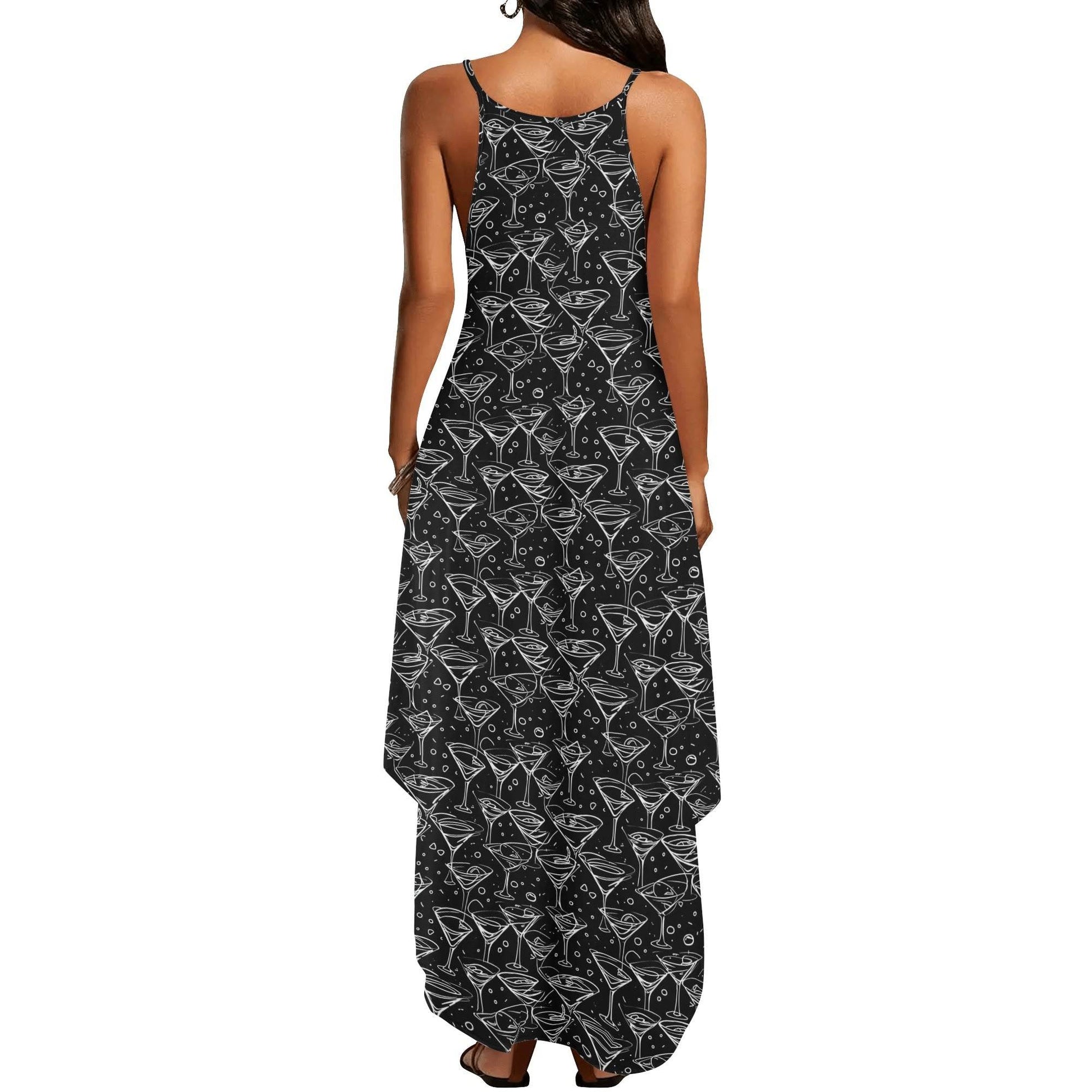 Black and White Martini Womens Elegant Sleeveless Evening Dress - DeRose Seasonal