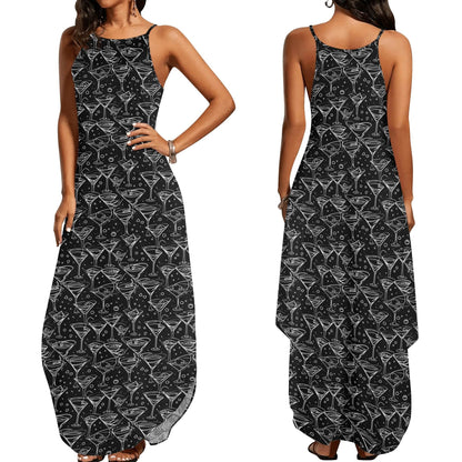 Black and White Martini Womens Elegant Sleeveless Evening Dress - DeRose Seasonal