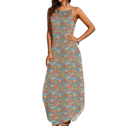 Ocean Abstract Womens Elegant Sleeveless Evening Dress - DeRose Seasonal