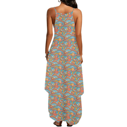 Ocean Abstract Womens Elegant Sleeveless Evening Dress - DeRose Seasonal