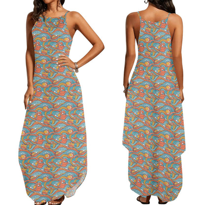 Ocean Abstract Womens Elegant Sleeveless Evening Dress - DeRose Seasonal