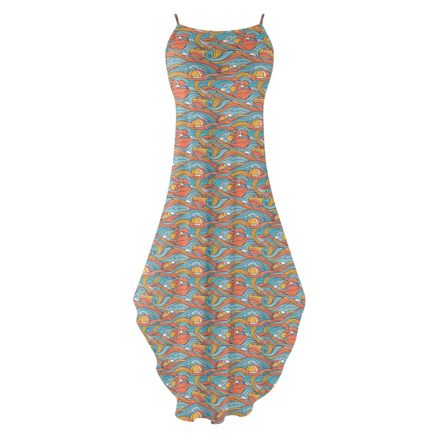 Ocean Abstract Womens Elegant Sleeveless Evening Dress - DeRose Seasonal