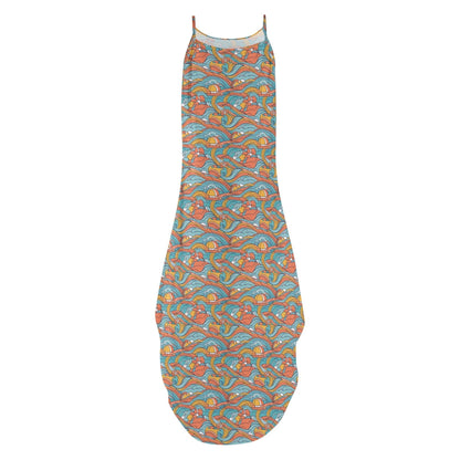 Ocean Abstract Womens Elegant Sleeveless Evening Dress - DeRose Seasonal
