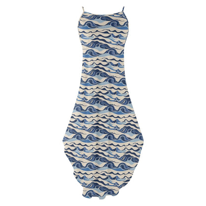 Abstract Wave Womens Elegant Sleeveless Evening Dress - DeRose Seasonal