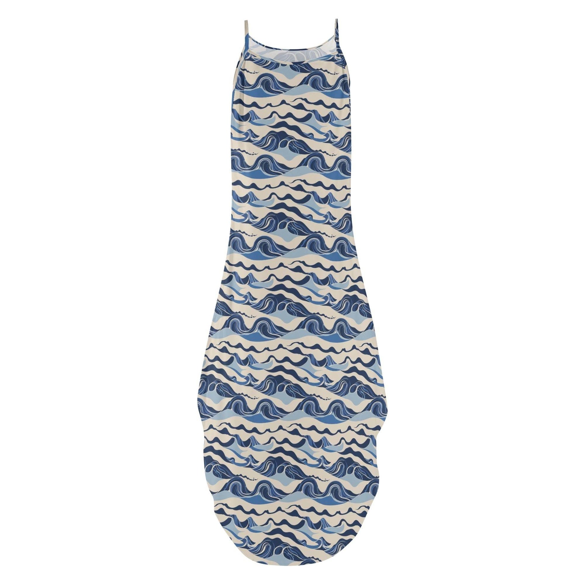 Abstract Wave Womens Elegant Sleeveless Evening Dress - DeRose Seasonal