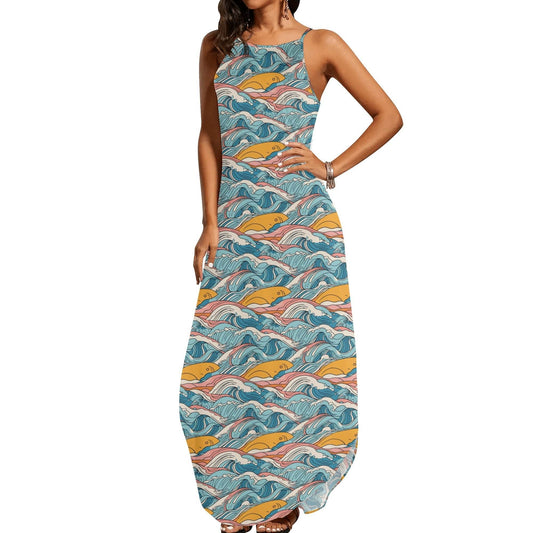Sun in the Waves Womens Elegant Sleeveless Evening Dress - DeRose Seasonal