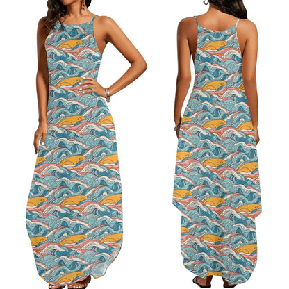 Sun in the Waves Womens Elegant Sleeveless Evening Dress - DeRose Seasonal