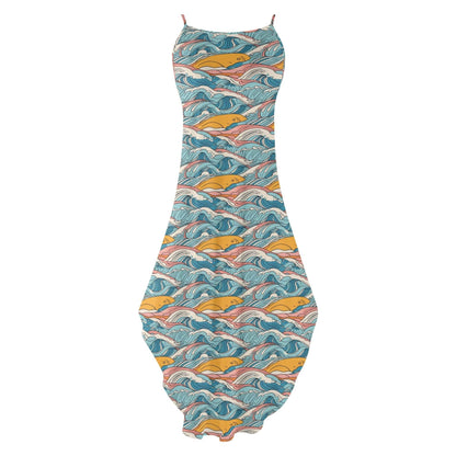 Sun in the Waves Womens Elegant Sleeveless Evening Dress - DeRose Seasonal