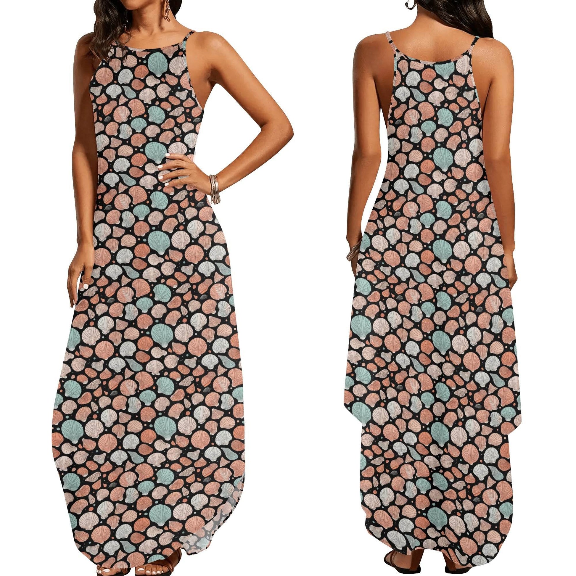 Seashells Womens Elegant Sleeveless Evening Dress - DeRose Seasonal