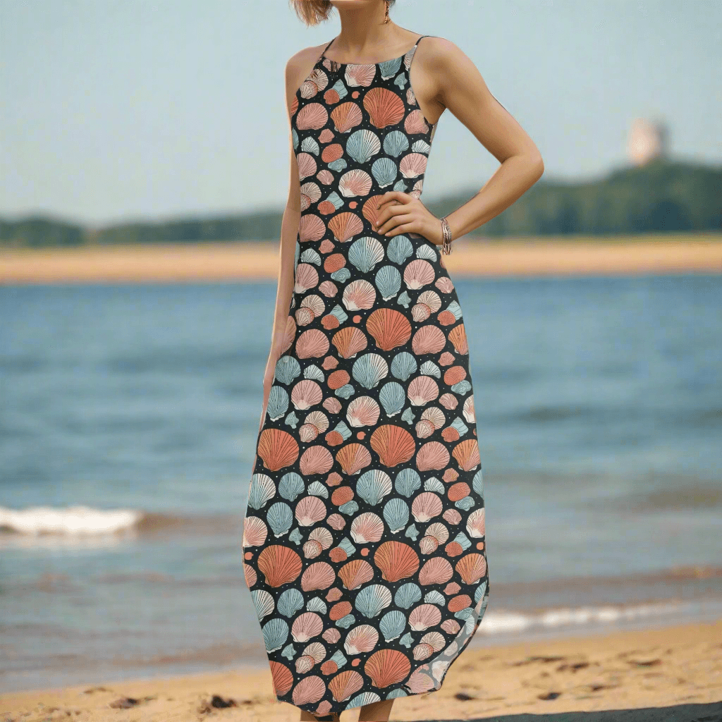 Big Shells Womens Elegant Sleeveless Evening Dress - DeRose Seasonal