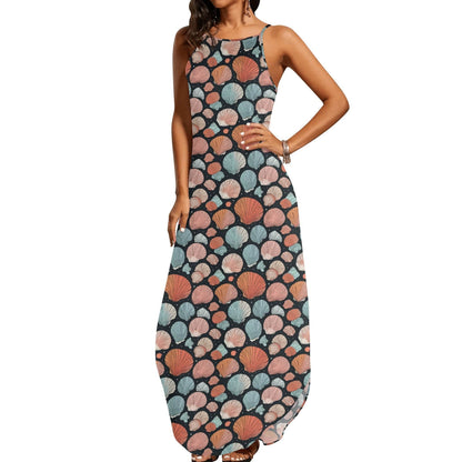 Big Shells Womens Elegant Sleeveless Evening Dress - DeRose Seasonal
