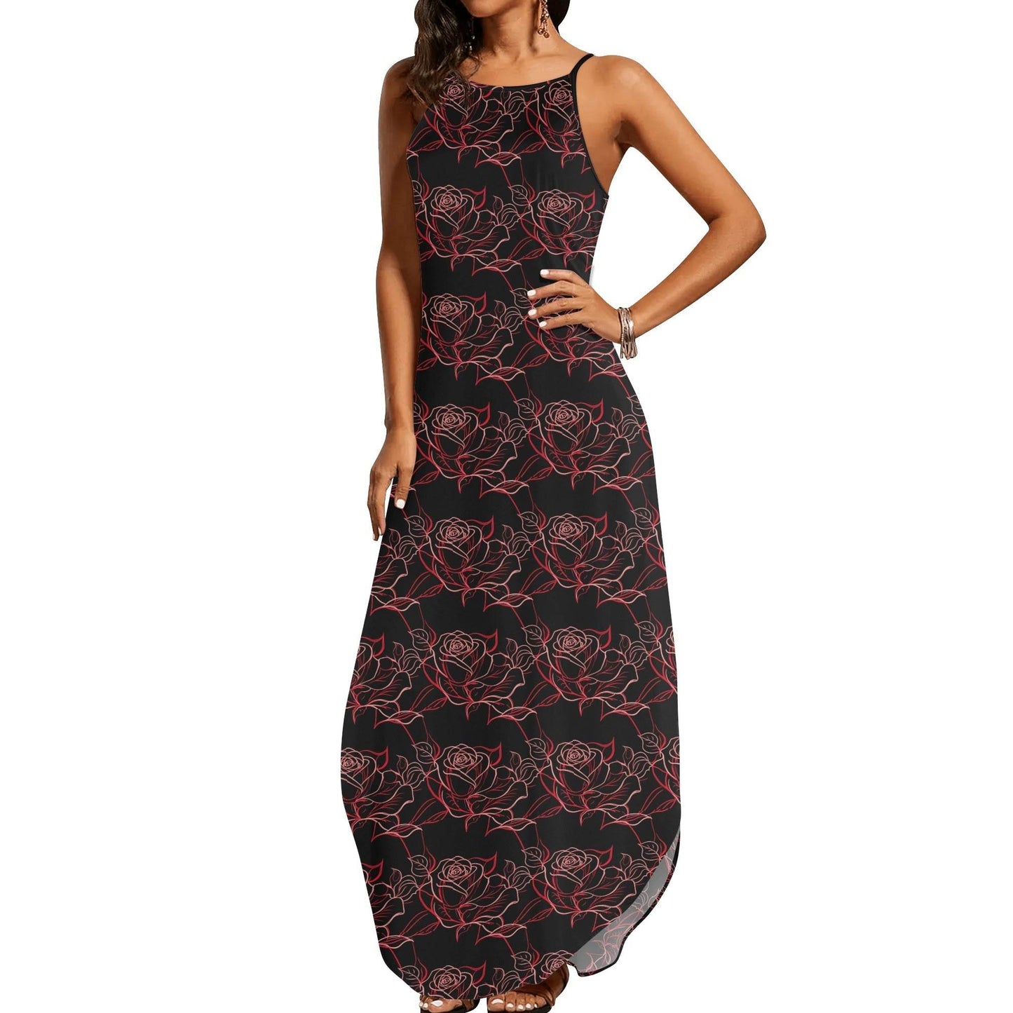 Red Light Rose Womens Elegant Sleeveless Evening Dress - DeRose Seasonal
