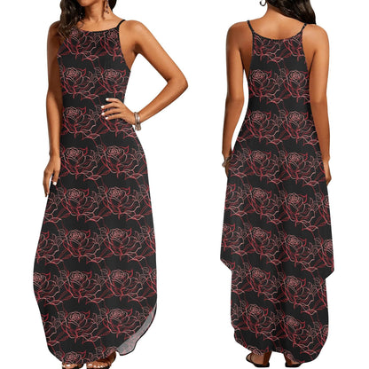 Red Light Rose Womens Elegant Sleeveless Evening Dress - DeRose Seasonal