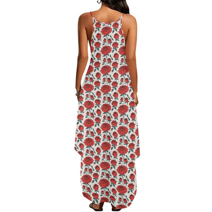 Red Roses Womens Elegant Sleeveless Evening Dress - DeRose Seasonal