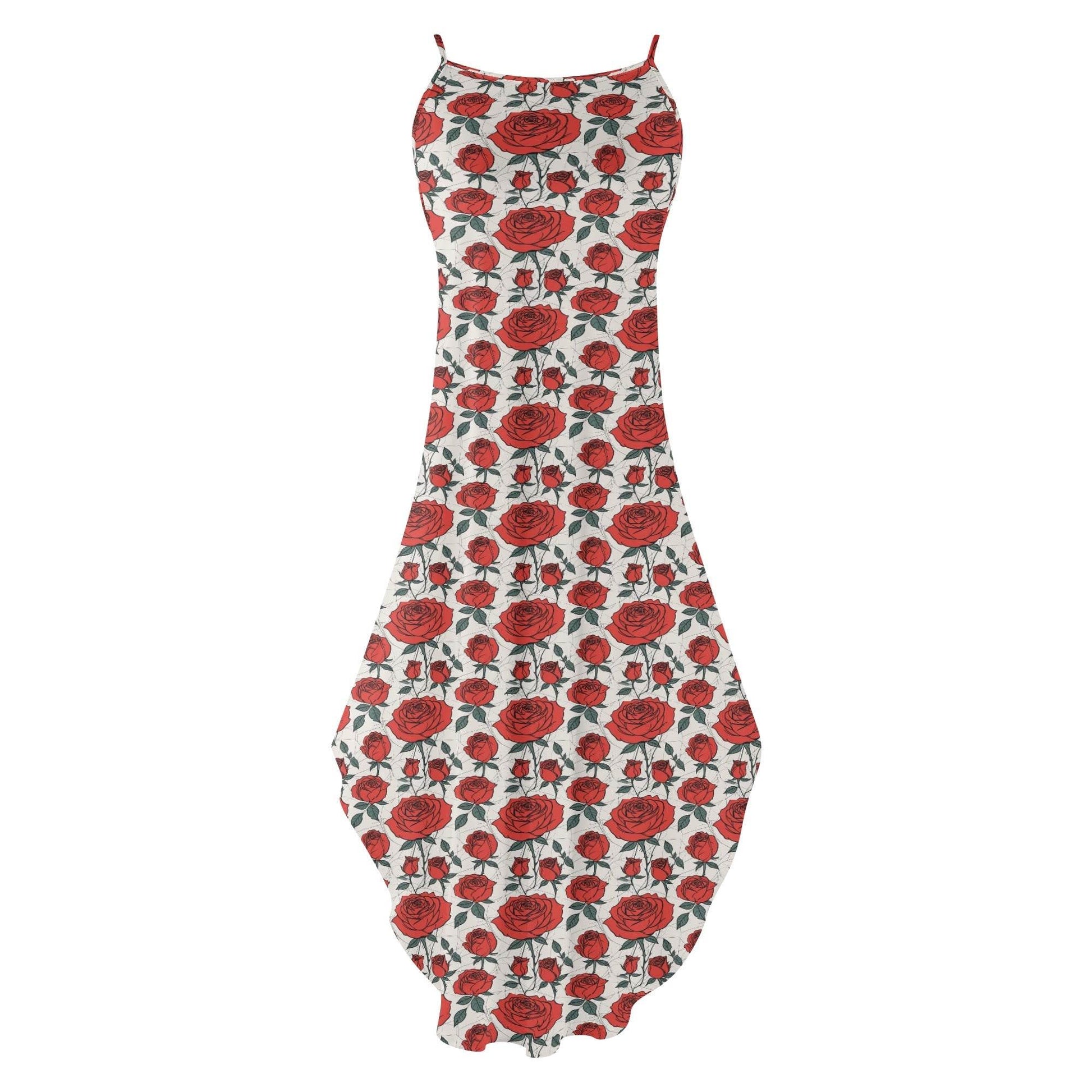 Red Roses Womens Elegant Sleeveless Evening Dress - DeRose Seasonal