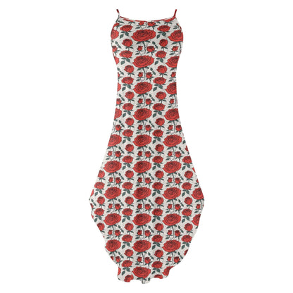 Red Roses Womens Elegant Sleeveless Evening Dress - DeRose Seasonal