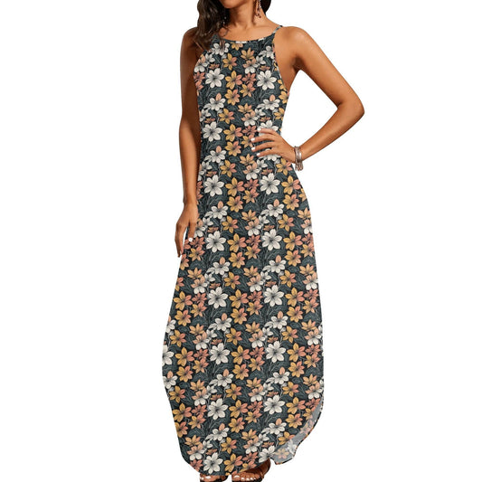 Field of Flowers Womens Elegant Sleeveless Evening Dress - DeRose Seasonal