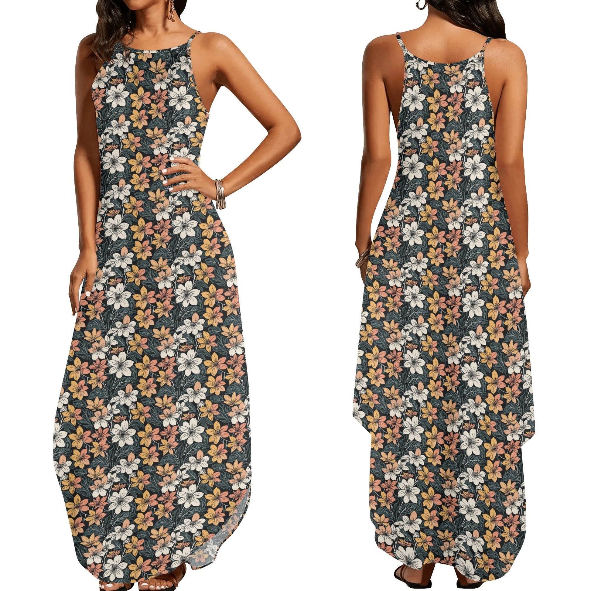 Field of Flowers Womens Elegant Sleeveless Evening Dress - DeRose Seasonal