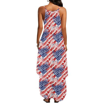 Watercolor Independence Womens Elegant Sleeveless Evening Dress - DeRose Seasonal