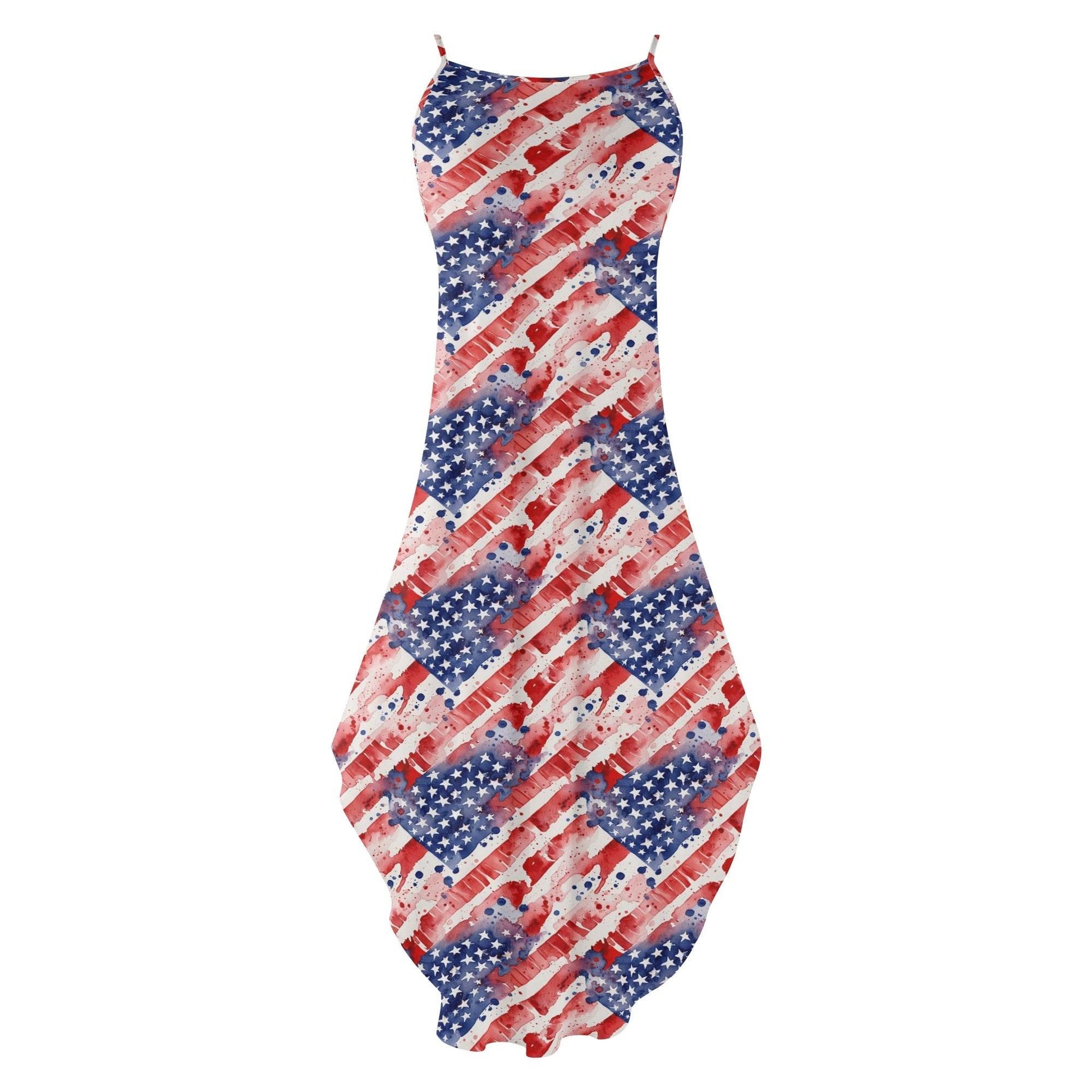 Watercolor Independence Womens Elegant Sleeveless Evening Dress - DeRose Seasonal