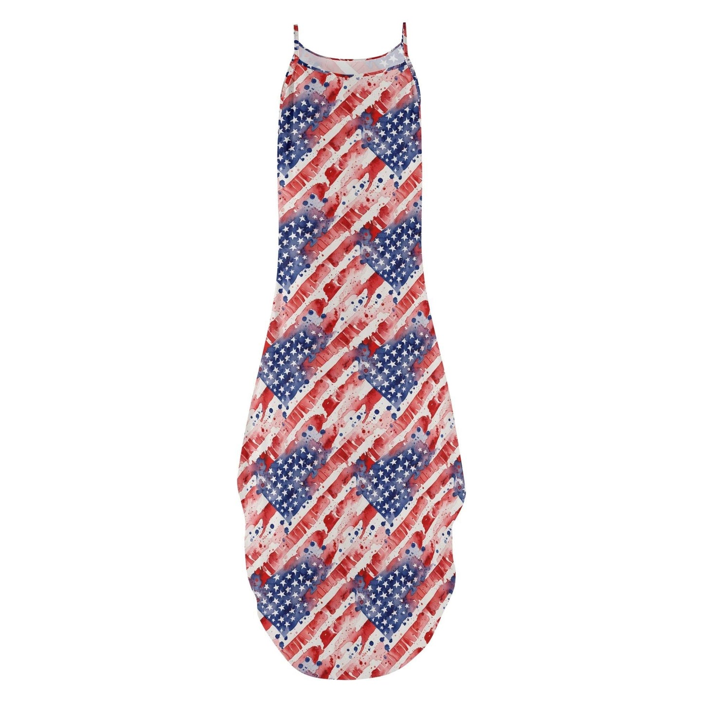 Watercolor Independence Womens Elegant Sleeveless Evening Dress - DeRose Seasonal