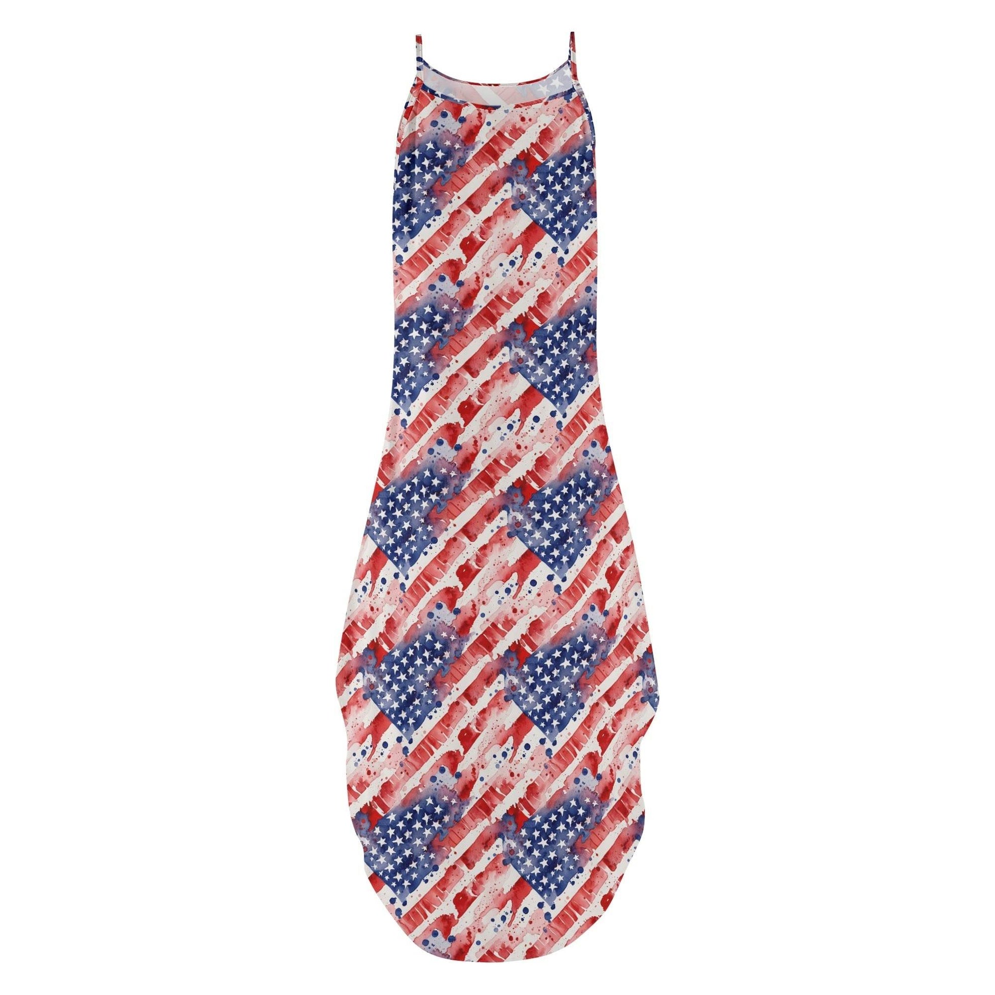 Watercolor Independence Womens Elegant Sleeveless Evening Dress - DeRose Seasonal